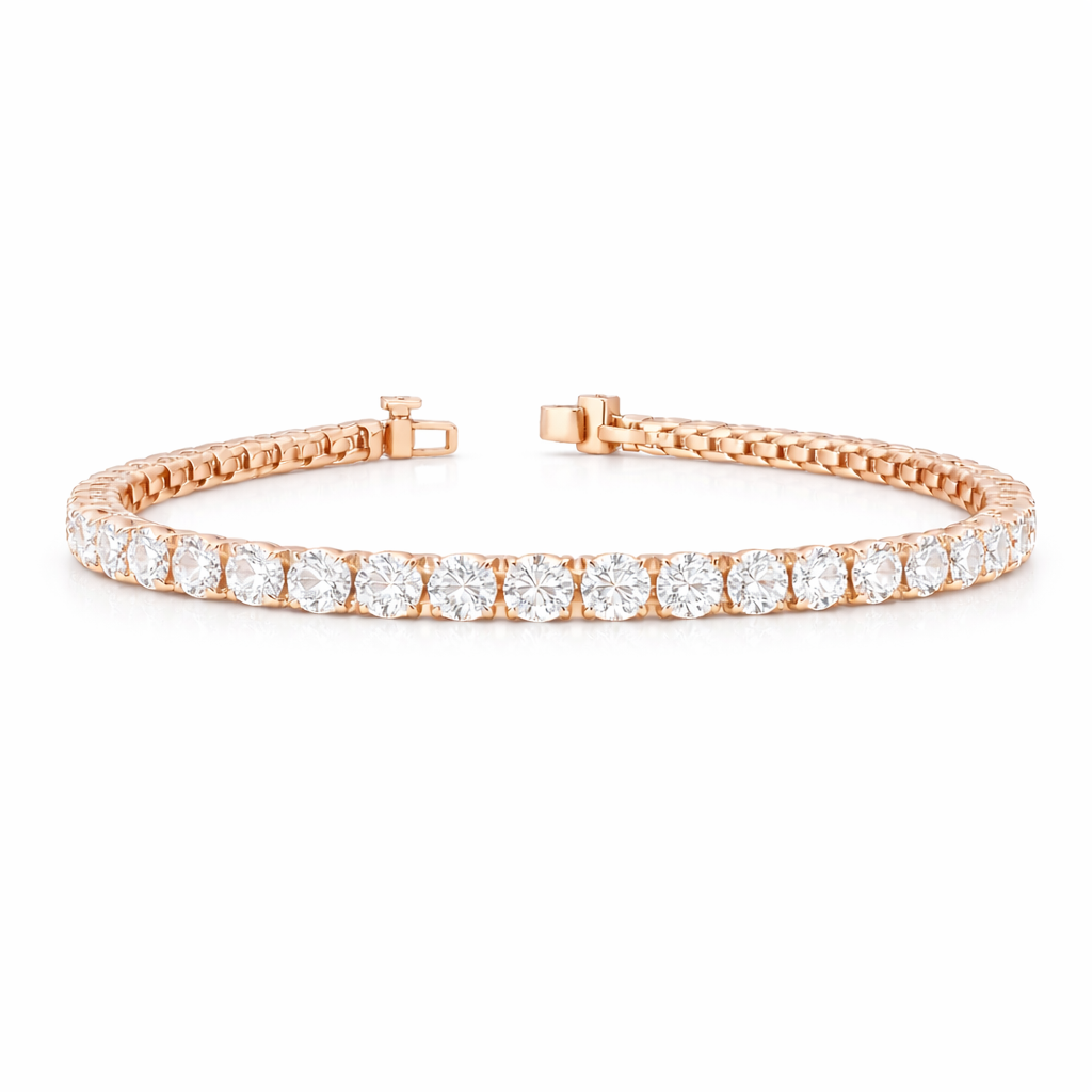 coronation | 11.97 ct round diamond tennis bracelet in 14k rose gold