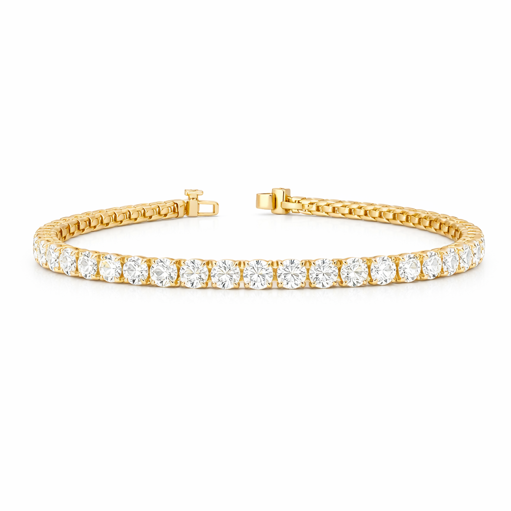 coronation | 11.97 ct round diamond tennis bracelet in 14k yellow gold