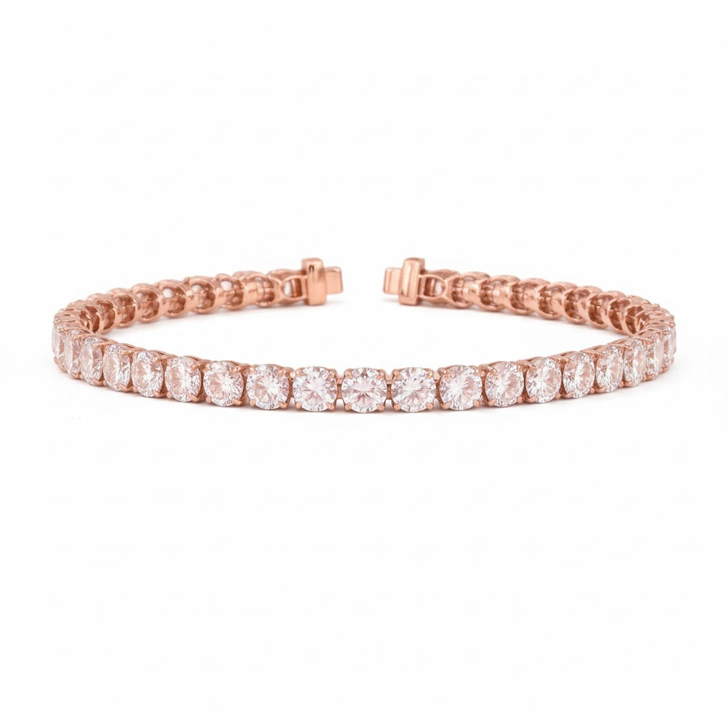 cressida | 21.25 ct round diamond tennis bracelet in 14k rose gold