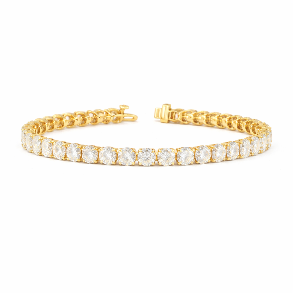 cressida | 21.25 ct round diamond tennis bracelet in 14k yellow gold