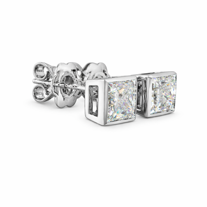 CYNOSURE | 2.08 Ct Princess Shape Studs Earring in 14K White Gold - Lab Grown Diamond