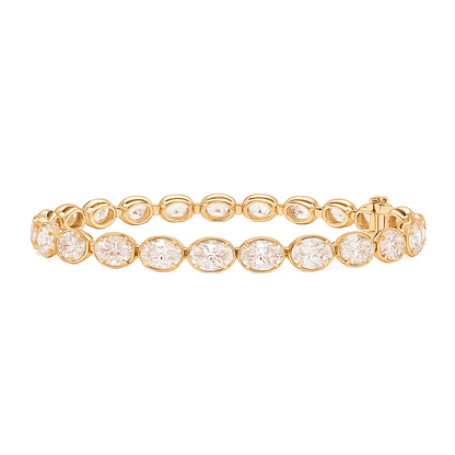 Gilded Spark Oval Bracelet | Total 14.45CT Natural | 14K Yellow Gold
