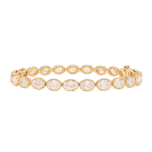 Gilded Spark Oval Bracelet | Total 14.45CT Natural | 14K Yellow Gold