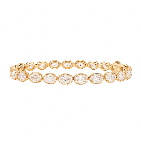 Gilded Spark Oval Bracelet | Total 14.45CT Natural | 14K Yellow Gold
