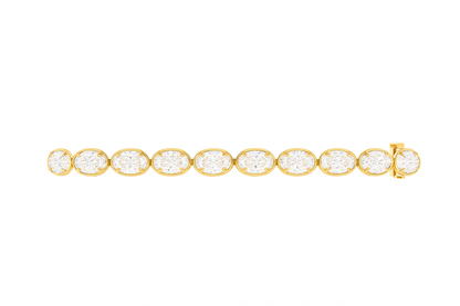 Gilded Spark Oval Bracelet | Total 14.45CT Natural | 14K Yellow Gold