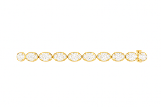Gilded Spark Oval Bracelet | Total 14.45CT Natural | 14K Yellow Gold