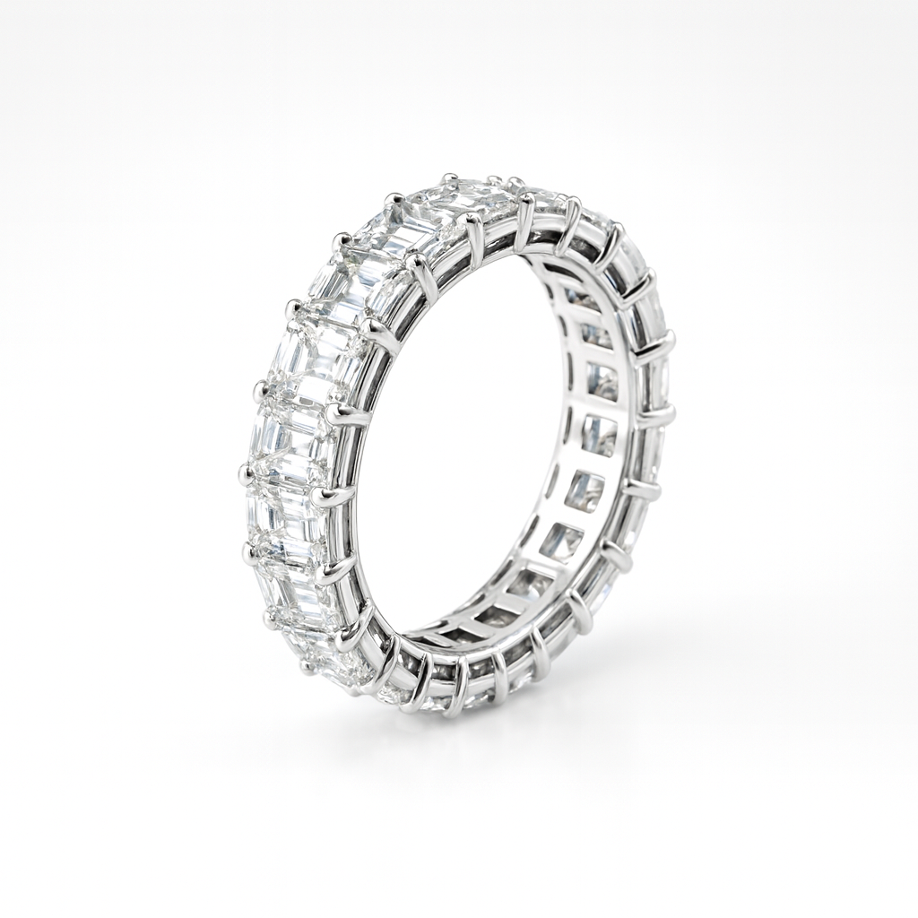 emerald aura band | total 4.22ct natural | 21 diamonds