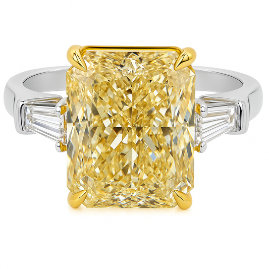Luminaire Radiant Diamond Ring | 8.63CT Natural | 14K Yellow Gold