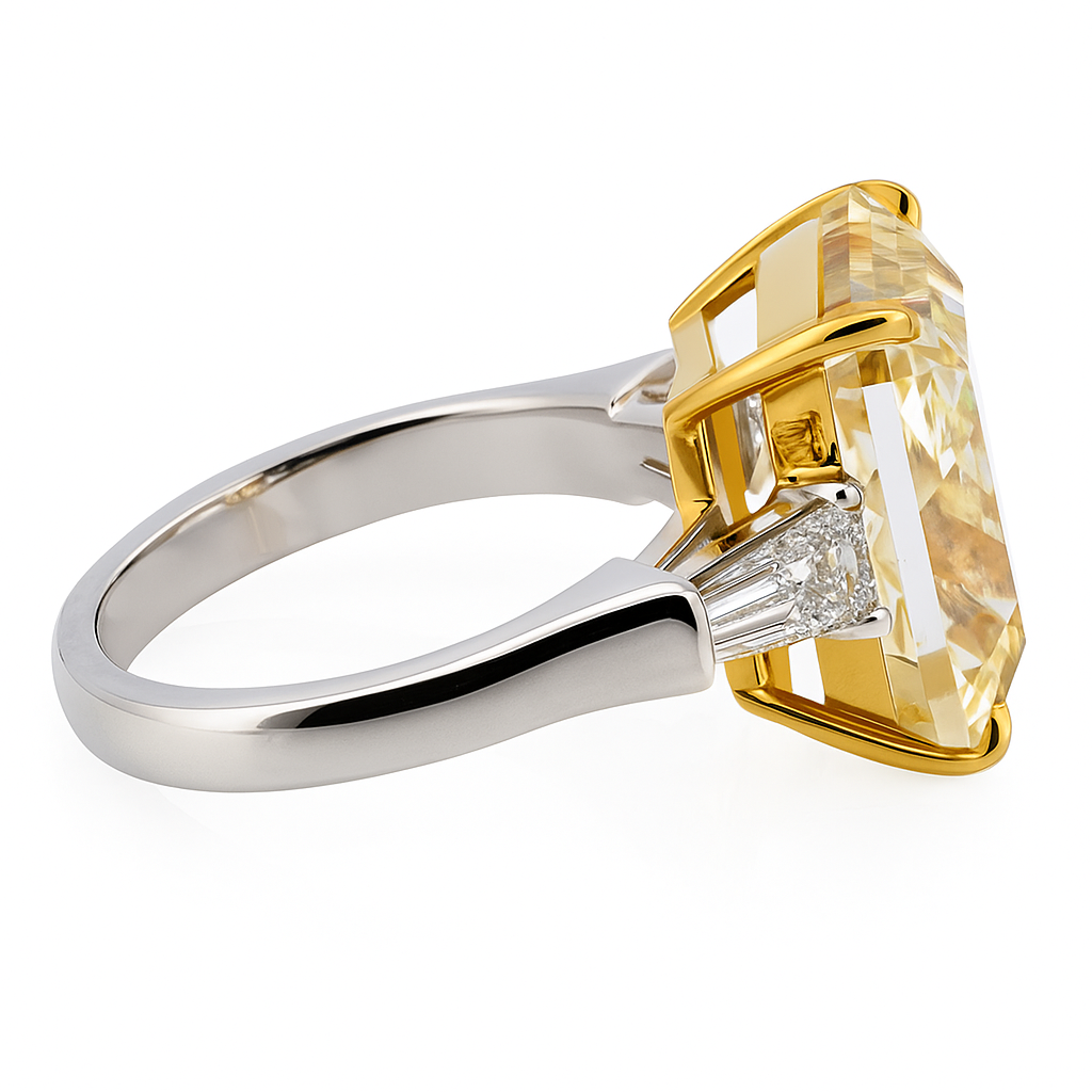 luminaire radiant diamond ring | 8.63ct natural | 14k yellow gold