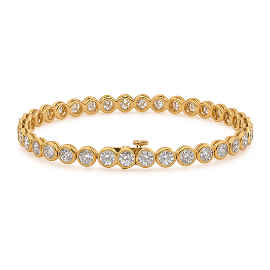 Pure Brilliance Round Bracelet | 9.22CT Natural| 14K Yellow Gold