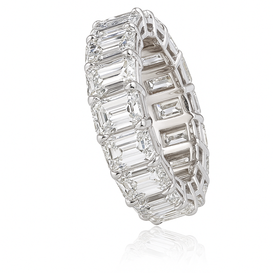 Harmony Emerald Band | 12.10CT Natural | 18K White Gold