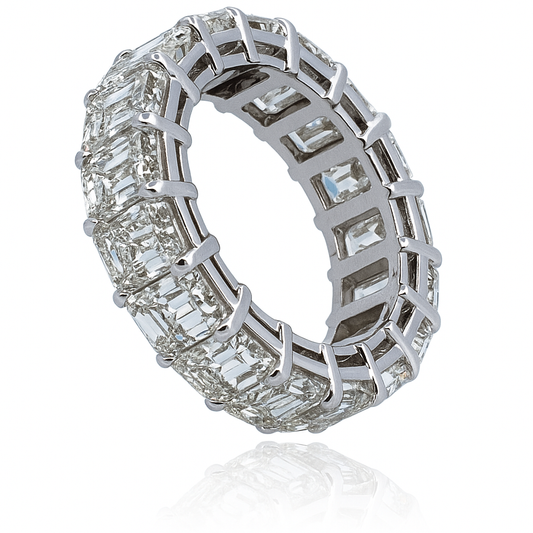 Harmony Emerald Band | 12.10CT Natural | 18K White Gold