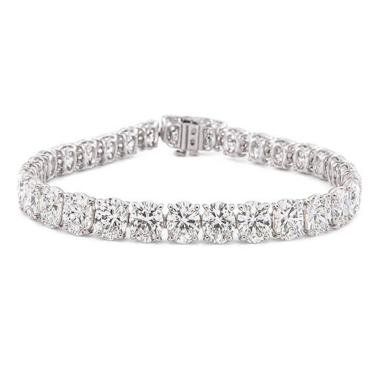 Luxe Aura Oval Bracelet | 31.09CT Natural | 14K White Gold