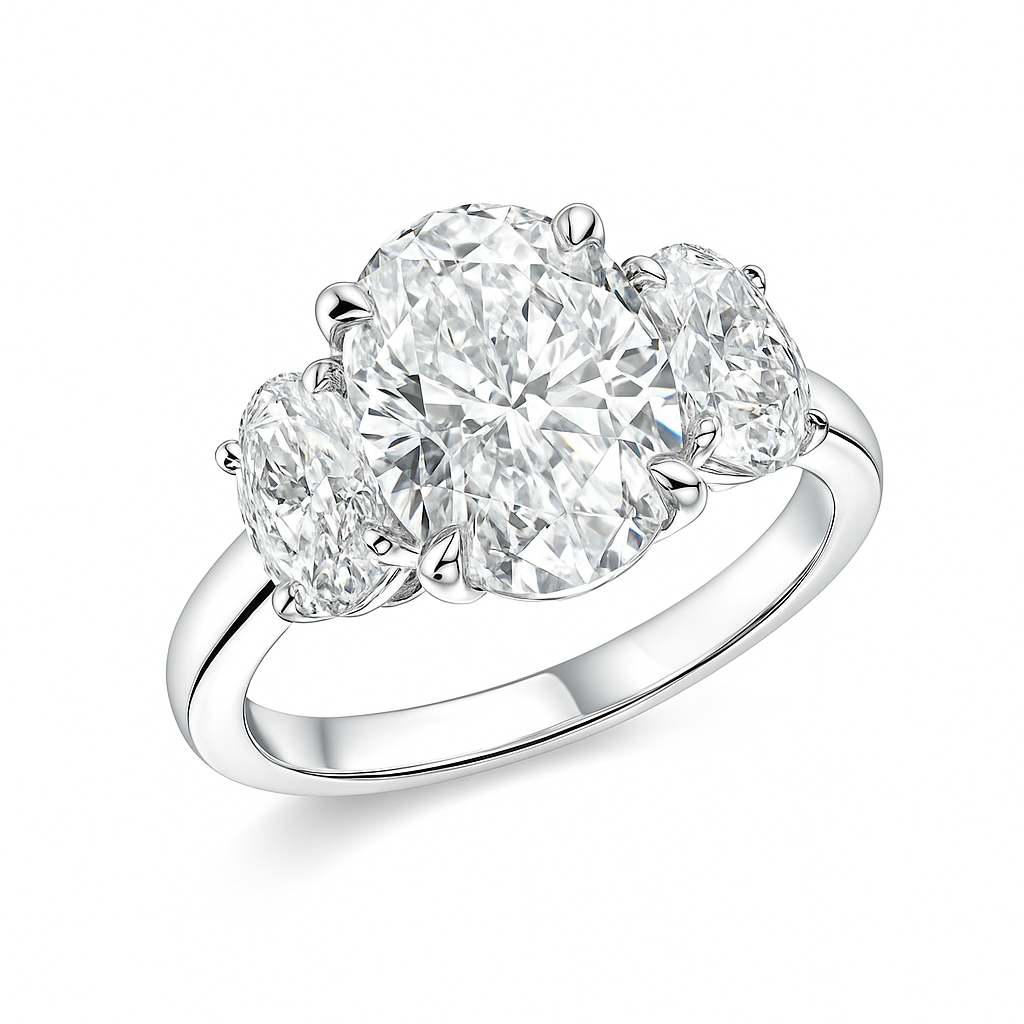 diamond arc oval ring | 2.74ct natural | 18k white gold