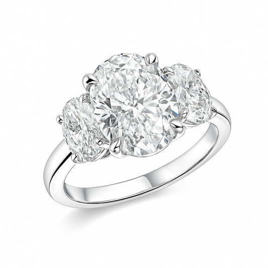 Diamond Arc Oval Ring | 2.74CT Natural | 18K White Gold