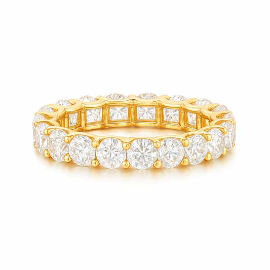 Round Natural Band | Total 8.40CT Natural | 18K White Gold