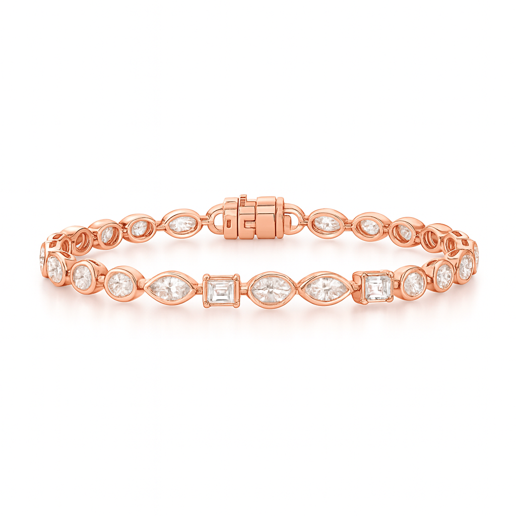 eternal gleam mixed shape bracelet | total 7.11ct natural | 14k yellow gold