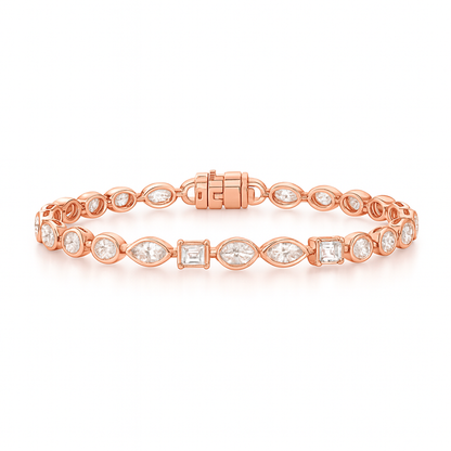 Eternal Gleam Mixed Shape Bracelet | Total 7.11CT Natural | 14K Yellow Gold