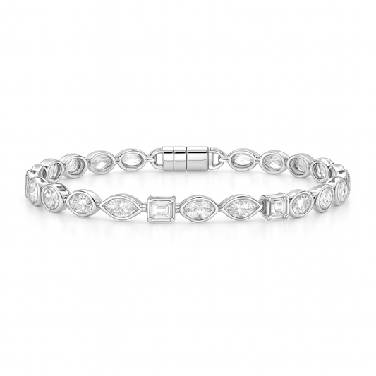 Eternal Gleam Mixed Shape Bracelet | Total 7.11CT Natural | 14K Yellow Gold