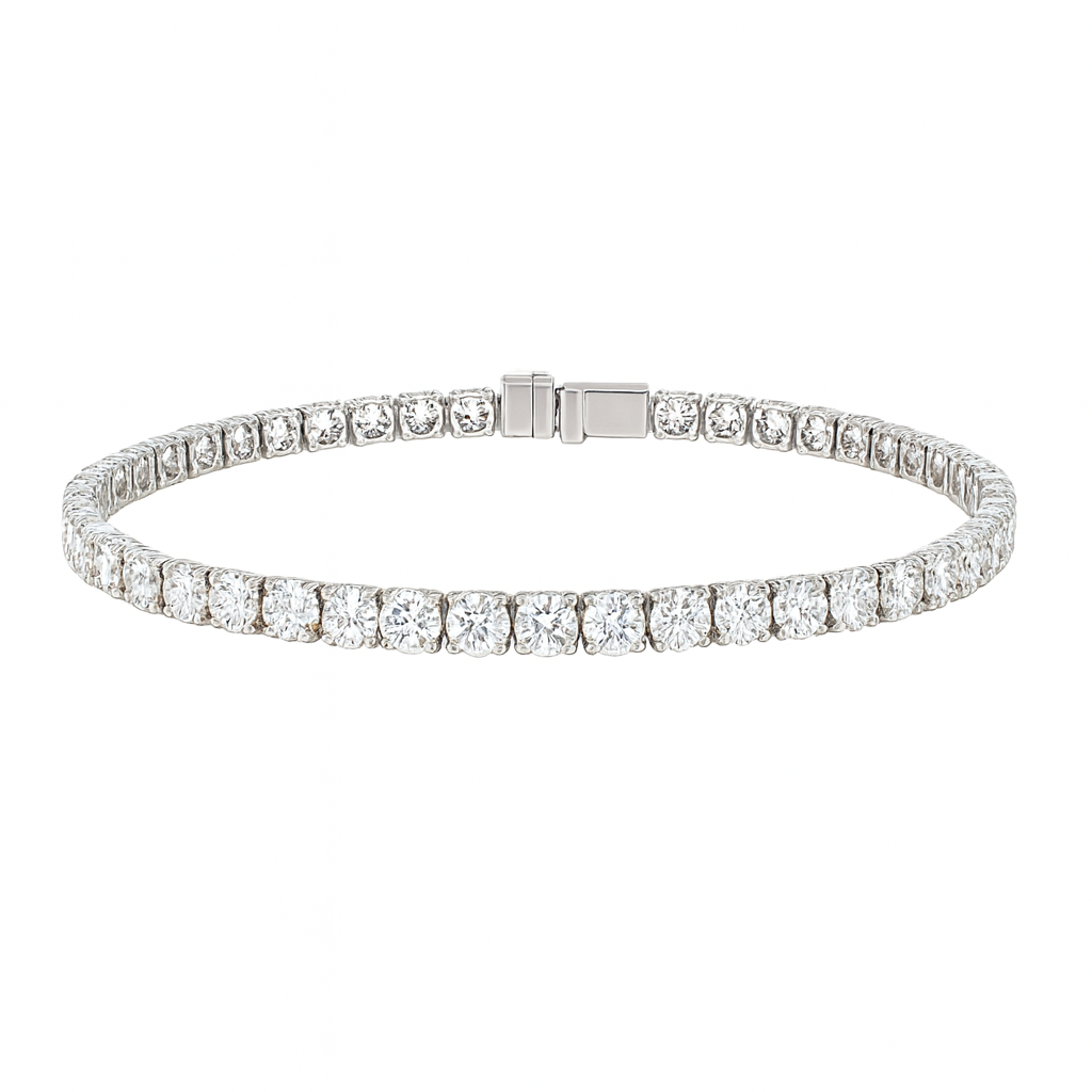 white gold round bracelet | total 6.97ct natural | 14k white gold