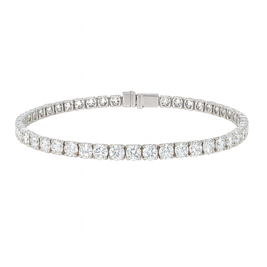 White Gold Round Bracelet | Total 6.97CT Natural | 14K White Gold