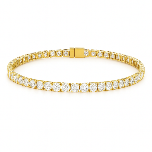 White Gold Round Bracelet | Total 6.97CT Natural | 14K White Gold