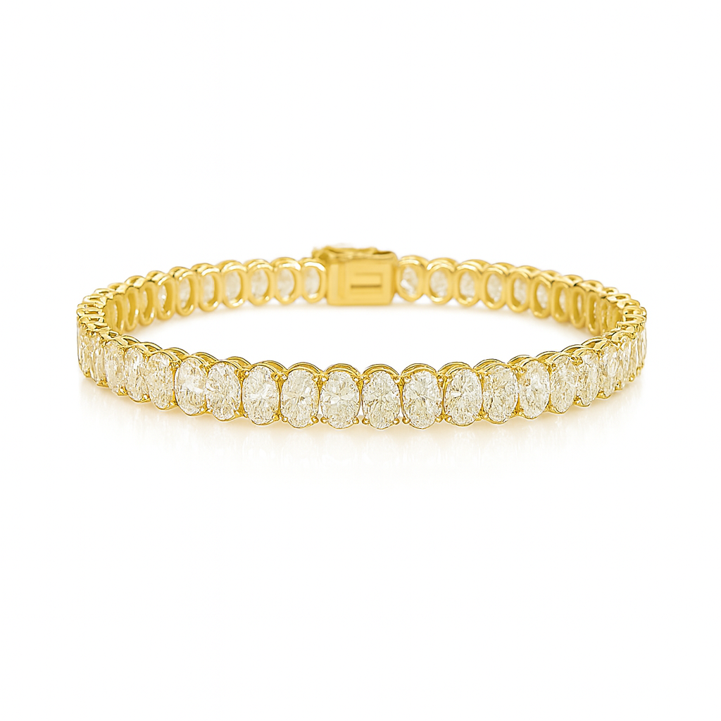 eterna oval diamond bracelet | total 9.81ct natural |  14k white gold