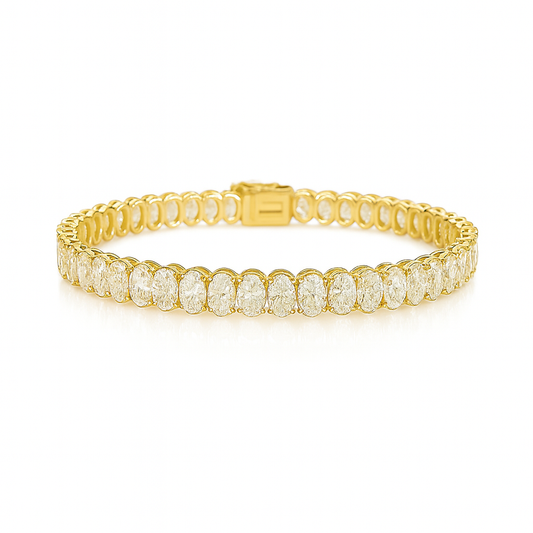 Eterna Oval Diamond Bracelet | Total 9.81CT Natural |  14K White Gold