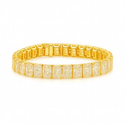 Crystal Embrace Radiant Bracelet | Total  32.49CT Natural | 14K White Gold