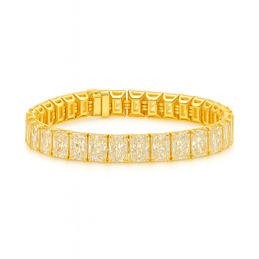 Crystal Embrace Radiant Bracelet | Total  32.49CT Natural | 14K White Gold