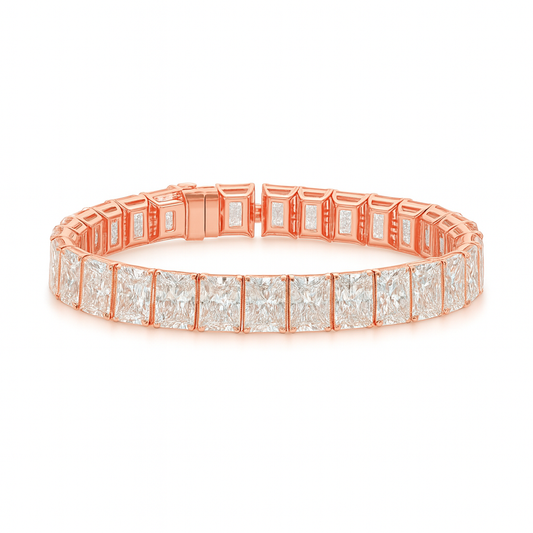 Crystal Embrace Radiant Bracelet | Total  32.49CT Natural | 14K White Gold