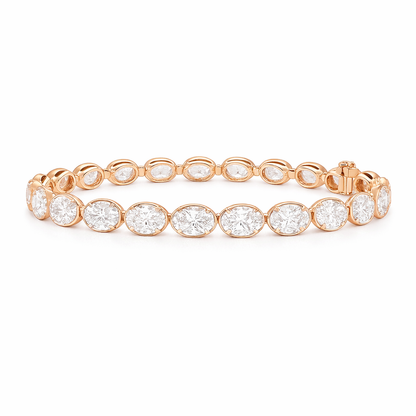 Gilded Spark Oval Bracelet | Total 14.45CT Natural | 14K Yellow Gold