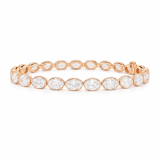 Gilded Spark Oval Bracelet | Total 14.45CT Natural | 14K Yellow Gold