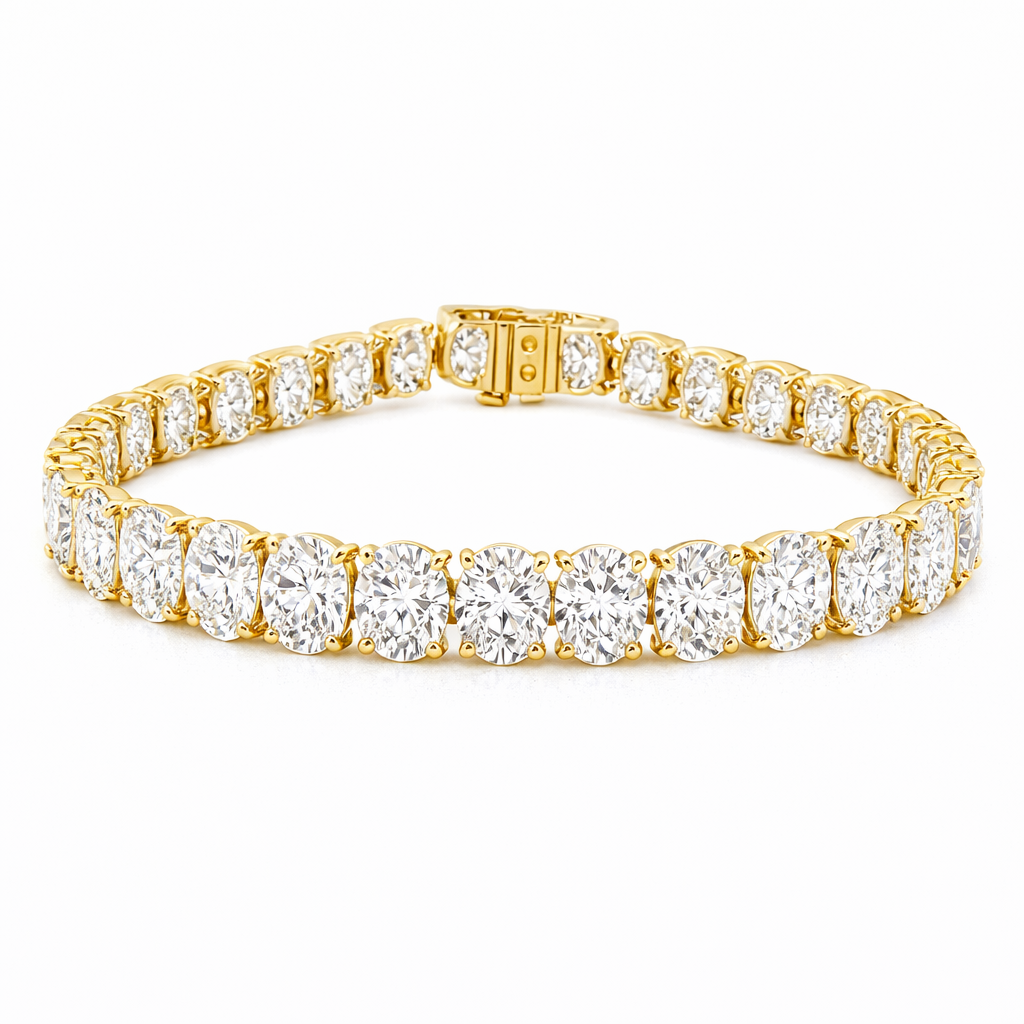 luxe aura oval bracelet | 31.09ct natural | 14k white gold