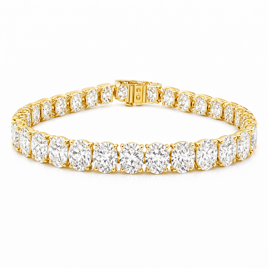 Luxe Aura Oval Bracelet | 31.09CT Natural | 14K White Gold