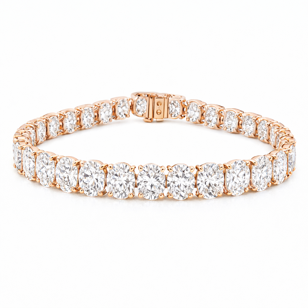 luxe aura oval bracelet | 31.09ct natural | 14k white gold