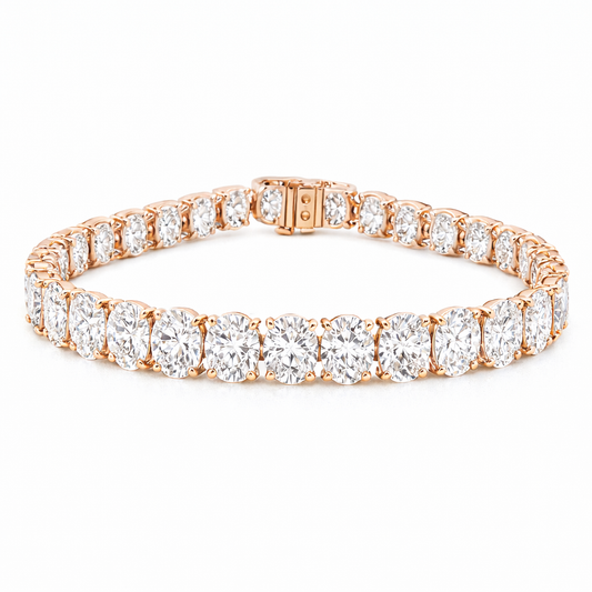 Luxe Aura Oval Bracelet | 31.09CT Natural | 14K White Gold