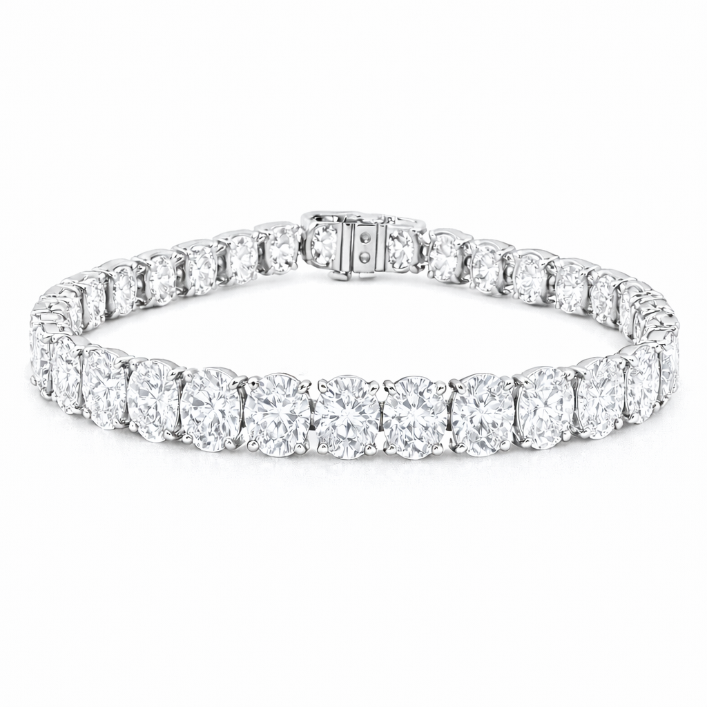 luxe aura oval bracelet | 31.09ct natural | 14k white gold