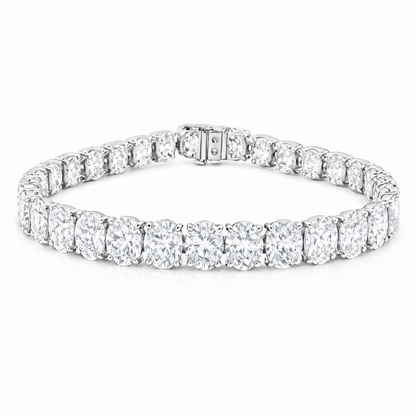 Luxe Aura Oval Bracelet | 31.09CT Natural | 14K White Gold