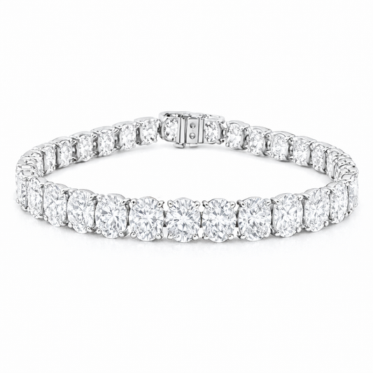 Luxe Aura Oval Bracelet | 31.09CT Natural | 14K White Gold