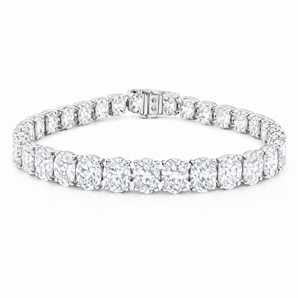 Luxe Aura Oval Bracelet | 31.09CT Natural | 14K White Gold