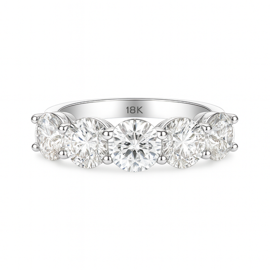 Clarity Row Band | Total 5.20CT Natural | 18K White Gold
