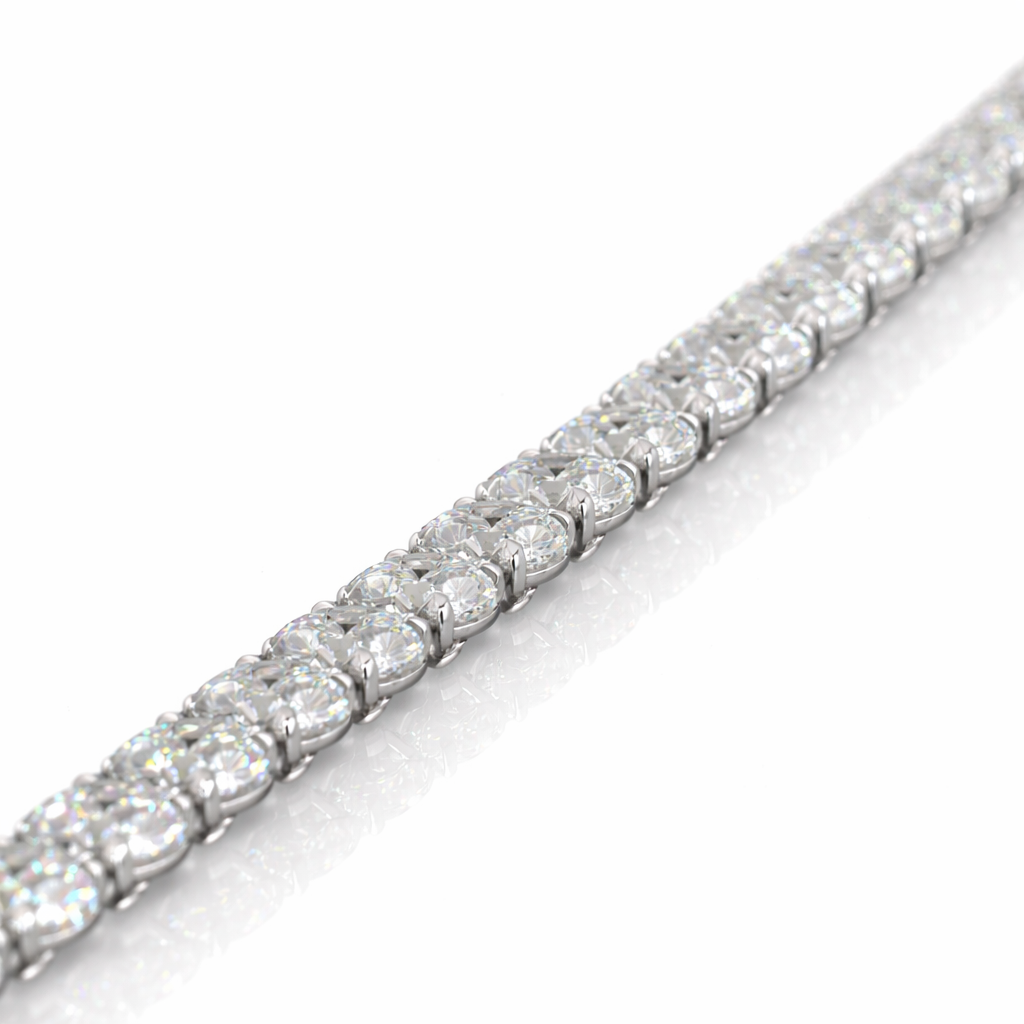 13.01 cts 14k white gold round shape tennis bracelet - natural diamond