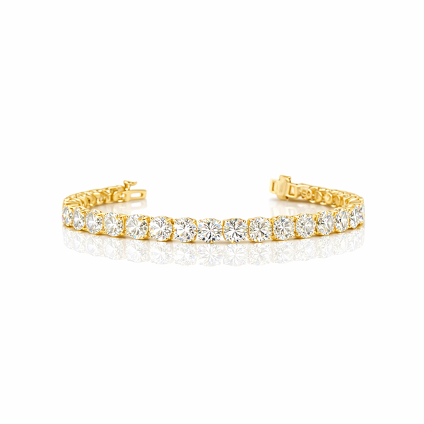 12.4 Cts 14K YELLOW GOLD Round Shape Tennis Bracelet - Natural Diamond