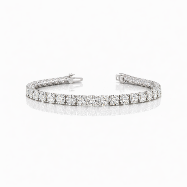 9.86 Cts SILVER Round Shape Tennis Bracelet