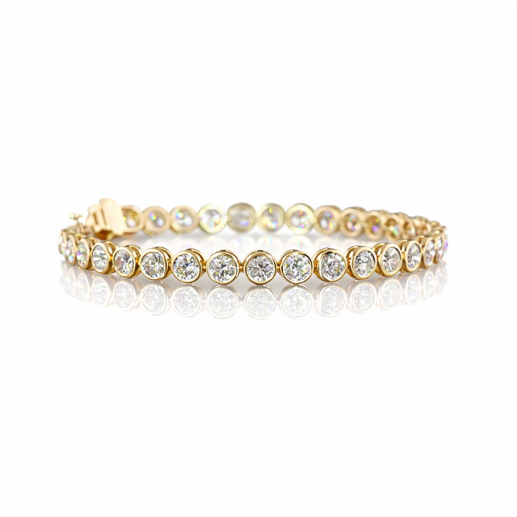 10.15 cts 14k yellow gold round shape tennis bracelet