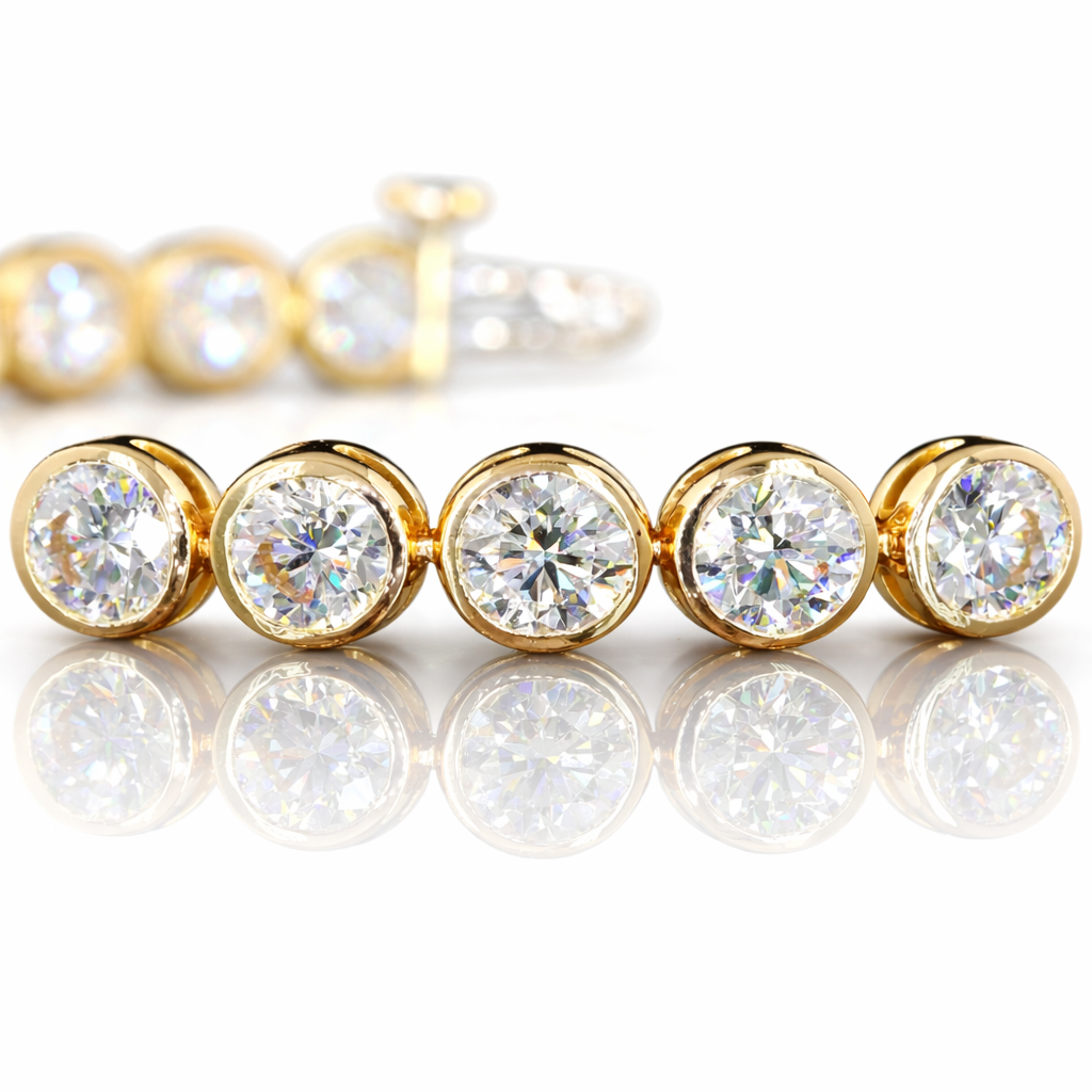 10.15 cts 14k yellow gold round shape tennis bracelet