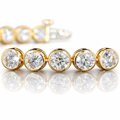 10.15 Cts 14K YELLOW GOLD Round Shape Tennis Bracelet