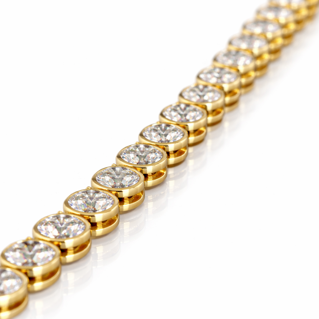 10.15 cts 14k yellow gold round shape tennis bracelet