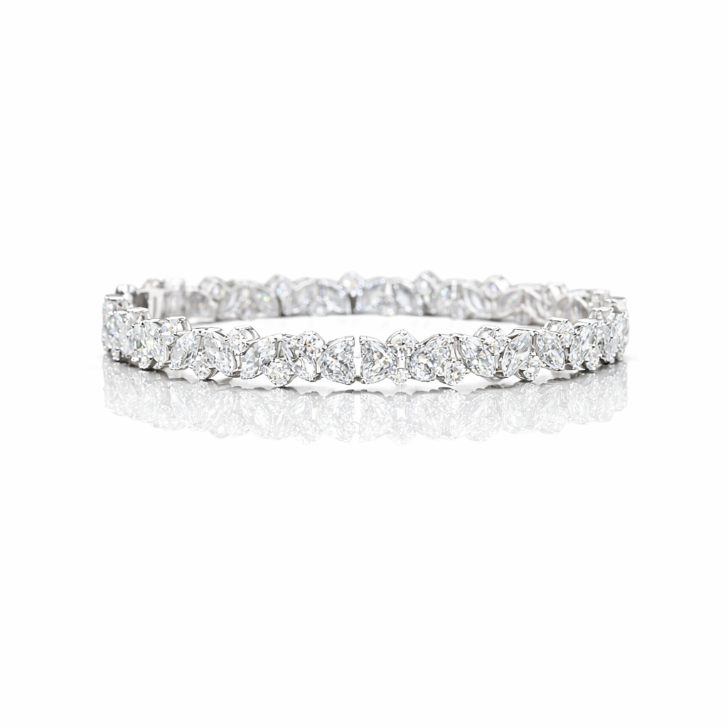 10.08 cts 14k white gold marquise shape tennis bracelet